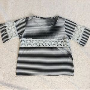 Striped Tee with Lace Details